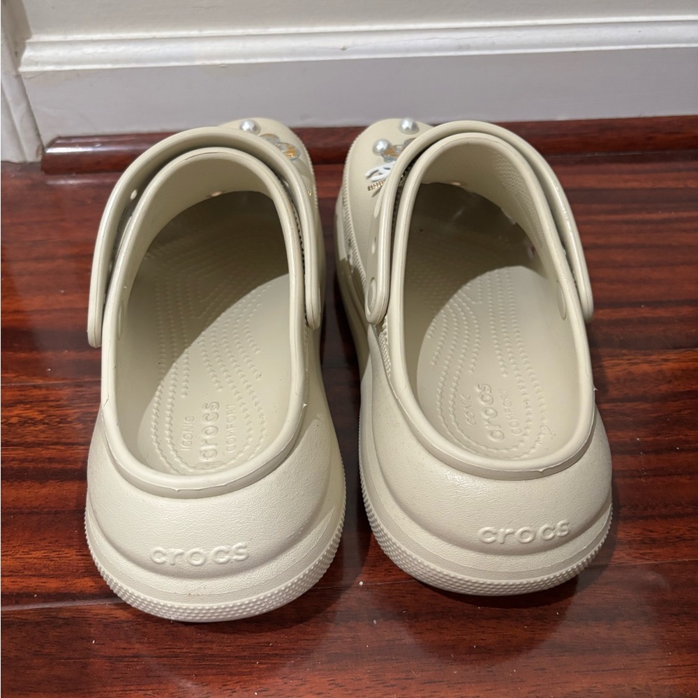 CROCS Women’s Beige with Colorful Charms - Picture 3 of 5